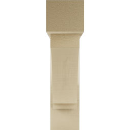 Ekena Millwork - BKTUR0554X22X22IMP05RCPR - Timberthane Faux Wood Imperial Style Bracket w/ Offset Brace, Block Ends, 5 1/2"W x 22"D x 22"H, Primed Tan
