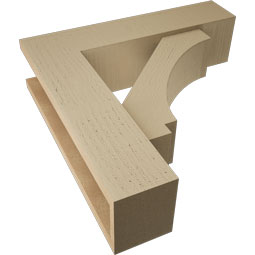 Ekena Millwork - BKTUR0554X22X22IMP05RCPR - Timberthane Faux Wood Imperial Style Bracket w/ Offset Brace, Block Ends, 5 1/2"W x 22"D x 22"H, Primed Tan