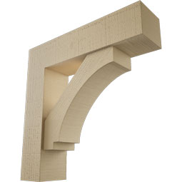 Ekena Millwork - BKTUR0554X22X22IMP05RCPR - Timberthane Faux Wood Imperial Style Bracket w/ Offset Brace, Block Ends, 5 1/2"W x 22"D x 22"H, Primed Tan
