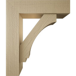 Ekena Millwork - BKTUR0554X22X26IMP05RCPR - Timberthane Faux Wood Imperial Style Bracket w/ Offset Brace, Block Ends, 5 1/2"W x 22"D x 26"H, Primed Tan