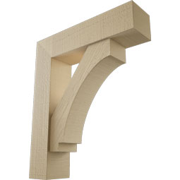 Ekena Millwork - BKTUR0554X22X26IMP05RCPR - Timberthane Faux Wood Imperial Style Bracket w/ Offset Brace, Block Ends, 5 1/2"W x 22"D x 26"H, Primed Tan
