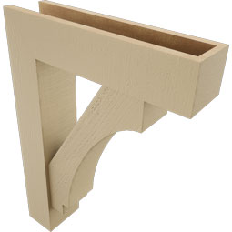 Ekena Millwork - BKTUR0554X22X30IMP05RCPR - Timberthane Faux Wood Imperial Style Bracket w/ Offset Brace, Block Ends, 5 1/2"W x 22"D x 30"H, Primed Tan