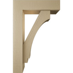Ekena Millwork - BKTUR0554X22X34IMP05RCPR - Timberthane Faux Wood Imperial Style Bracket w/ Offset Brace, Block Ends, 5 1/2"W x 22"D x 34"H, Primed Tan