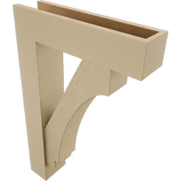 Ekena Millwork - BKTUR0554X22X34IMP05RCPR - Timberthane Faux Wood Imperial Style Bracket w/ Offset Brace, Block Ends, 5 1/2"W x 22"D x 34"H, Primed Tan