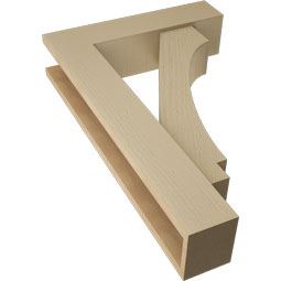 Ekena Millwork - BKTUR0554X22X34IMP05RCPR - Timberthane Faux Wood Imperial Style Bracket w/ Offset Brace, Block Ends, 5 1/2"W x 22"D x 34"H, Primed Tan