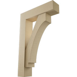 Ekena Millwork - BKTUR0554X22X34IMP05RCPR - Timberthane Faux Wood Imperial Style Bracket w/ Offset Brace, Block Ends, 5 1/2"W x 22"D x 34"H, Primed Tan