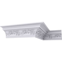 Ekena Millwork - MLD06X06X09HM - Endurathane Hampton Crown Moulding, 6 1/4"H x 6 1/4"P x 8 7/8"F x 94 1/2"L, Factory Primed