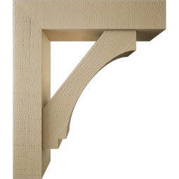 Ekena Millwork - BKTUR0554X24X28IMP05RCPR - Timberthane Faux Wood Imperial Style Bracket w/ Offset Brace, Block Ends, 5 1/2"W x 24"D x 28"H, Primed Tan