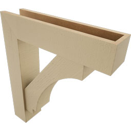 Ekena Millwork - BKTUR0554X24X28IMP05RCPR - Timberthane Faux Wood Imperial Style Bracket w/ Offset Brace, Block Ends, 5 1/2"W x 24"D x 28"H, Primed Tan