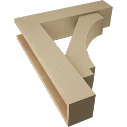 Ekena Millwork - BKTUR0554X24X28IMP05RCPR - Timberthane Faux Wood Imperial Style Bracket w/ Offset Brace, Block Ends, 5 1/2"W x 24"D x 28"H, Primed Tan