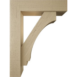 Ekena Millwork - BKTUR0554X24X32IMP05RCPR - Timberthane Faux Wood Imperial Style Bracket w/ Offset Brace, Block Ends, 5 1/2"W x 24"D x 32"H, Primed Tan