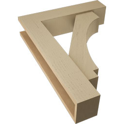 Ekena Millwork - BKTUR0554X24X32IMP05RCPR - Timberthane Faux Wood Imperial Style Bracket w/ Offset Brace, Block Ends, 5 1/2"W x 24"D x 32"H, Primed Tan