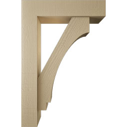 Ekena Millwork - BKTUR0554X24X36IMP05RCPR - Timberthane Faux Wood Imperial Style Bracket w/ Offset Brace, Block Ends, 5 1/2"W x 24"D x 36"H, Primed Tan