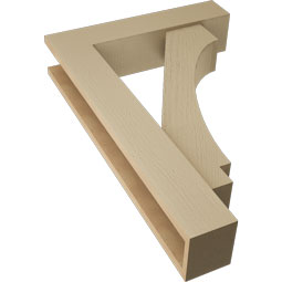Ekena Millwork - BKTUR0554X24X36IMP05RCPR - Timberthane Faux Wood Imperial Style Bracket w/ Offset Brace, Block Ends, 5 1/2"W x 24"D x 36"H, Primed Tan
