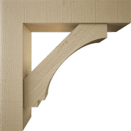Ekena Millwork - BKTUR0554X26X26IMP05RCPR - Timberthane Faux Wood Imperial Style Bracket w/ Offset Brace, Block Ends, 5 1/2"W x 26"D x 26"H, Primed Tan