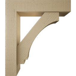 Ekena Millwork - BKTUR0554X26X30IMP05RCPR - Timberthane Faux Wood Imperial Style Bracket w/ Offset Brace, Block Ends, 5 1/2"W x 26"D x 30"H, Primed Tan