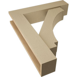 Ekena Millwork - BKTUR0554X26X30IMP05RCPR - Timberthane Faux Wood Imperial Style Bracket w/ Offset Brace, Block Ends, 5 1/2"W x 26"D x 30"H, Primed Tan