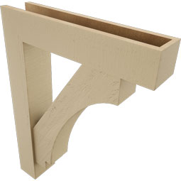 Ekena Millwork - BKTUR0554X26X34IMP05RCPR - Timberthane Faux Wood Imperial Style Bracket w/ Offset Brace, Block Ends, 5 1/2"W x 26"D x 34"H, Primed Tan