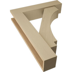 Ekena Millwork - BKTUR0554X26X34IMP05RCPR - Timberthane Faux Wood Imperial Style Bracket w/ Offset Brace, Block Ends, 5 1/2"W x 26"D x 34"H, Primed Tan
