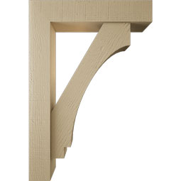 Ekena Millwork - BKTUR0554X26X38IMP05RCPR - Timberthane Faux Wood Imperial Style Bracket w/ Offset Brace, Block Ends, 5 1/2"W x 26"D x 38"H, Primed Tan