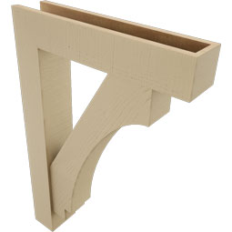 Ekena Millwork - BKTUR0554X26X38IMP05RCPR - Timberthane Faux Wood Imperial Style Bracket w/ Offset Brace, Block Ends, 5 1/2"W x 26"D x 38"H, Primed Tan