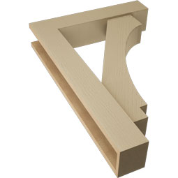 Ekena Millwork - BKTUR0554X26X38IMP05RCPR - Timberthane Faux Wood Imperial Style Bracket w/ Offset Brace, Block Ends, 5 1/2"W x 26"D x 38"H, Primed Tan