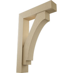 Ekena Millwork - BKTUR0554X26X38IMP05RCPR - Timberthane Faux Wood Imperial Style Bracket w/ Offset Brace, Block Ends, 5 1/2"W x 26"D x 38"H, Primed Tan