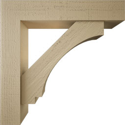 Ekena Millwork - BKTUR0554X28X28IMP05RCPR - Timberthane Faux Wood Imperial Style Bracket w/ Offset Brace, Block Ends, 5 1/2"W x 28"D x 28"H, Primed Tan