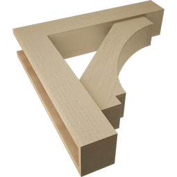 Ekena Millwork - BKTUR0554X28X28IMP05RCPR - Timberthane Faux Wood Imperial Style Bracket w/ Offset Brace, Block Ends, 5 1/2"W x 28"D x 28"H, Primed Tan