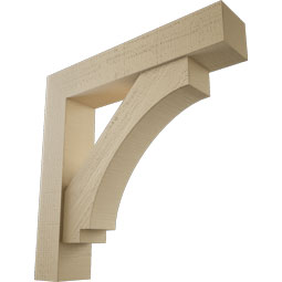 Ekena Millwork - BKTUR0554X28X28IMP05RCPR - Timberthane Faux Wood Imperial Style Bracket w/ Offset Brace, Block Ends, 5 1/2"W x 28"D x 28"H, Primed Tan