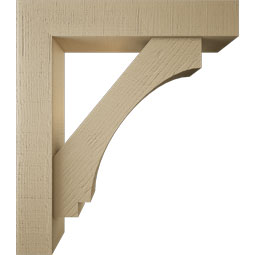 Ekena Millwork - BKTUR0554X28X32IMP05RCPR - Timberthane Faux Wood Imperial Style Bracket w/ Offset Brace, Block Ends, 5 1/2"W x 28"D x 32"H, Primed Tan