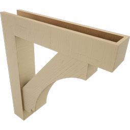 Ekena Millwork - BKTUR0554X28X32IMP05RCPR - Timberthane Faux Wood Imperial Style Bracket w/ Offset Brace, Block Ends, 5 1/2"W x 28"D x 32"H, Primed Tan