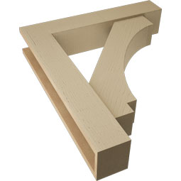 Ekena Millwork - BKTUR0554X28X32IMP05RCPR - Timberthane Faux Wood Imperial Style Bracket w/ Offset Brace, Block Ends, 5 1/2"W x 28"D x 32"H, Primed Tan