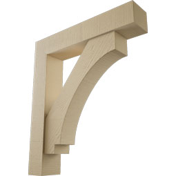 Ekena Millwork - BKTUR0554X28X32IMP05RCPR - Timberthane Faux Wood Imperial Style Bracket w/ Offset Brace, Block Ends, 5 1/2"W x 28"D x 32"H, Primed Tan