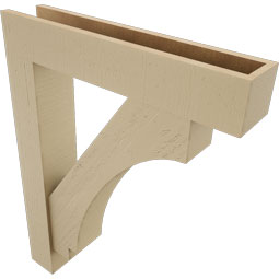 Ekena Millwork - BKTUR0554X28X36IMP05RCPR - Timberthane Faux Wood Imperial Style Bracket w/ Offset Brace, Block Ends, 5 1/2"W x 28"D x 36"H, Primed Tan