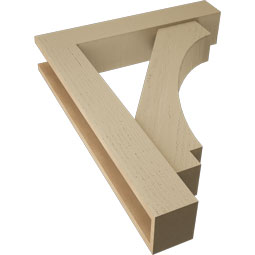 Ekena Millwork - BKTUR0554X28X36IMP05RCPR - Timberthane Faux Wood Imperial Style Bracket w/ Offset Brace, Block Ends, 5 1/2"W x 28"D x 36"H, Primed Tan