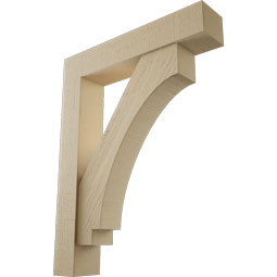 Ekena Millwork - BKTUR0554X28X36IMP05RCPR - Timberthane Faux Wood Imperial Style Bracket w/ Offset Brace, Block Ends, 5 1/2"W x 28"D x 36"H, Primed Tan