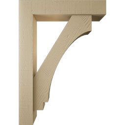 Ekena Millwork - BKTUR0554X28X40IMP05RCPR - Timberthane Faux Wood Imperial Style Bracket w/ Offset Brace, Block Ends, 5 1/2"W x 28"D x 40"H, Primed Tan