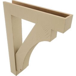 Ekena Millwork - BKTUR0554X28X40IMP05RCPR - Timberthane Faux Wood Imperial Style Bracket w/ Offset Brace, Block Ends, 5 1/2"W x 28"D x 40"H, Primed Tan