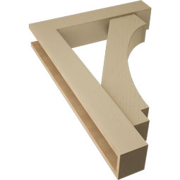 Ekena Millwork - BKTUR0554X28X40IMP05RCPR - Timberthane Faux Wood Imperial Style Bracket w/ Offset Brace, Block Ends, 5 1/2"W x 28"D x 40"H, Primed Tan