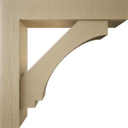 Ekena Millwork - BKTUR0554X30X30IMP05RCPR - Timberthane Faux Wood Imperial Style Bracket w/ Offset Brace, Block Ends, 5 1/2"W x 30"D x 30"H, Primed Tan