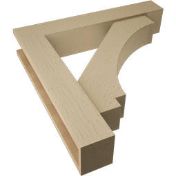 Ekena Millwork - BKTUR0554X30X30IMP05RCPR - Timberthane Faux Wood Imperial Style Bracket w/ Offset Brace, Block Ends, 5 1/2"W x 30"D x 30"H, Primed Tan