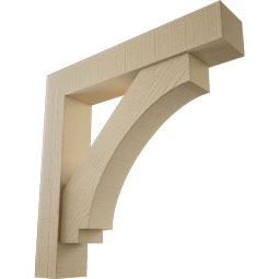 Ekena Millwork - BKTUR0554X30X30IMP05RCPR - Timberthane Faux Wood Imperial Style Bracket w/ Offset Brace, Block Ends, 5 1/2"W x 30"D x 30"H, Primed Tan