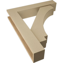 Ekena Millwork - BKTUR0554X30X34IMP05RCPR - Timberthane Faux Wood Imperial Style Bracket w/ Offset Brace, Block Ends, 5 1/2"W x 30"D x 34"H, Primed Tan