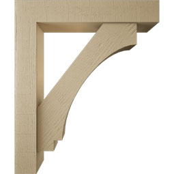 Ekena Millwork - BKTUR0554X30X36IMP05RCPR - Timberthane Faux Wood Imperial Style Bracket w/ Offset Brace, Block Ends, 5 1/2"W x 30"D x 36"H, Primed Tan