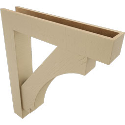 Ekena Millwork - BKTUR0554X30X36IMP05RCPR - Timberthane Faux Wood Imperial Style Bracket w/ Offset Brace, Block Ends, 5 1/2"W x 30"D x 36"H, Primed Tan