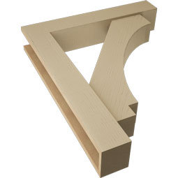 Ekena Millwork - BKTUR0554X30X36IMP05RCPR - Timberthane Faux Wood Imperial Style Bracket w/ Offset Brace, Block Ends, 5 1/2"W x 30"D x 36"H, Primed Tan
