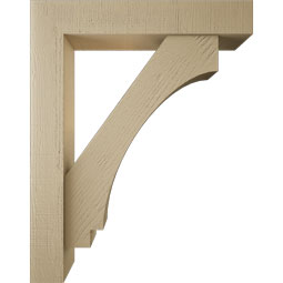 Ekena Millwork - BKTUR0554X30X38IMP05RCPR - Timberthane Faux Wood Imperial Style Bracket w/ Offset Brace, Block Ends, 5 1/2"W x 30"D x 38"H, Primed Tan