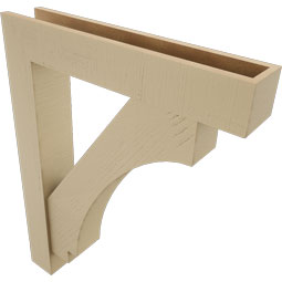 Ekena Millwork - BKTUR0554X30X38IMP05RCPR - Timberthane Faux Wood Imperial Style Bracket w/ Offset Brace, Block Ends, 5 1/2"W x 30"D x 38"H, Primed Tan