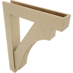 Ekena Millwork - BKTUR0554X30X42IMP05RCPR - Timberthane Faux Wood Imperial Style Bracket w/ Offset Brace, Block Ends, 5 1/2"W x 30"D x 42"H, Primed Tan